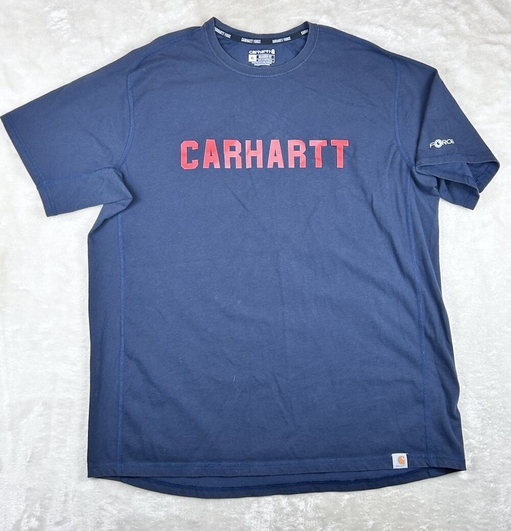 Carhartt Force T-Shirt Mens Sz XL Blue Short Sleeve Relaxed Fit Graphic 105203